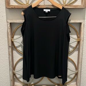Open shoulder black Calvin Klein blouse